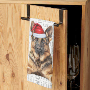 Pet Lover Holiday German Shepherd Dog Christmas Tea Towel