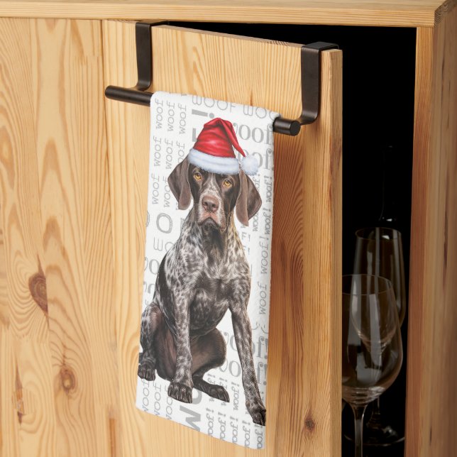 Pet Lover Holiday Shorthair Pointer Dog Christmas Tea Towel (Thirds Fold)