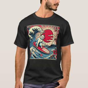 Pet Lover Mt. Fuji Sunset Japanese Wave Art Surfin T-Shirt