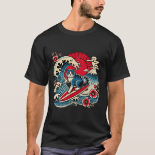 Pet Lover Mt. Fuji Sunset Japanese Wave Art Surfin T-Shirt