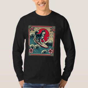 Pet Lover Mt. Fuji Sunset Japanese Wave Art Surfin T-Shirt