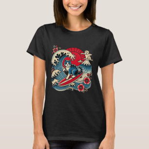 Pet Lover Mt. Fuji Sunset Japanese Wave Art Surfin T-Shirt