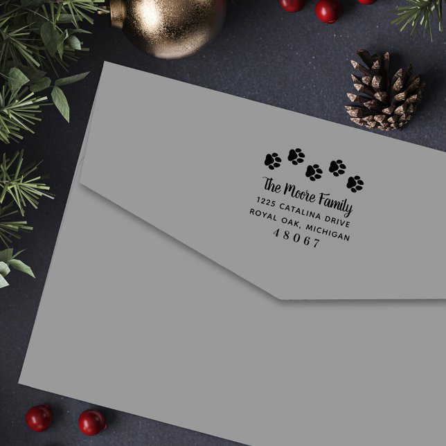 Pet Lover Paw Prints Family Return Address Self-inking Stamp (Creator Uploaded)