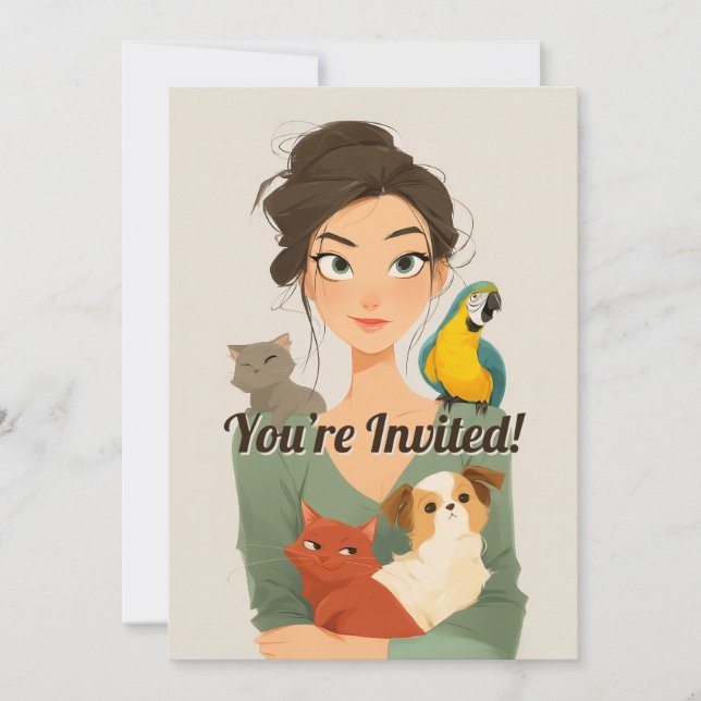 Pet Lover’s Cosy Portrait Invitation (Front)