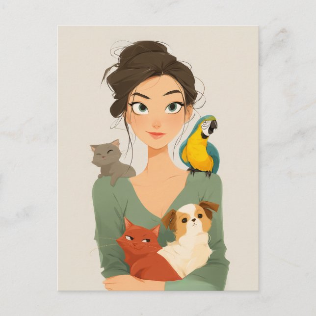 Pet Lover’s Cosy Portrait Postcard (Front)