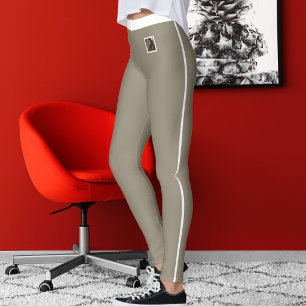Pet Lover White Stripe Earthy Taupe Personalised Leggings