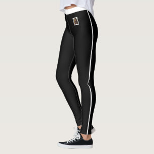 Pet Lover White Stripe Sports Black Personalised Leggings