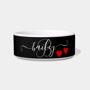 Pet Lovers Black My Heart Monogram Name   Bowl
