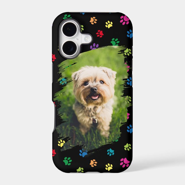 Pet Lovers Custom Photo Colourful Paw Prints (Back)