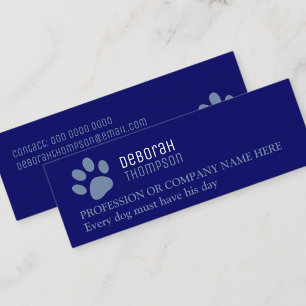Pet Lovers Dog Paw Print Blue Business Card