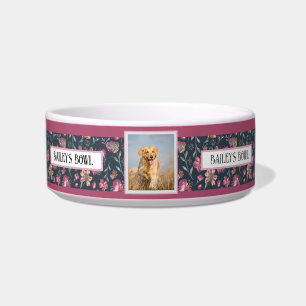 Pet Lovers Floral Pattern Photo Name      Bowl