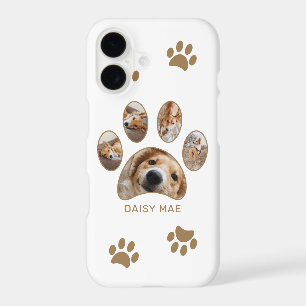 Pet Lovers Gold Paw Print Name Photo Collage
