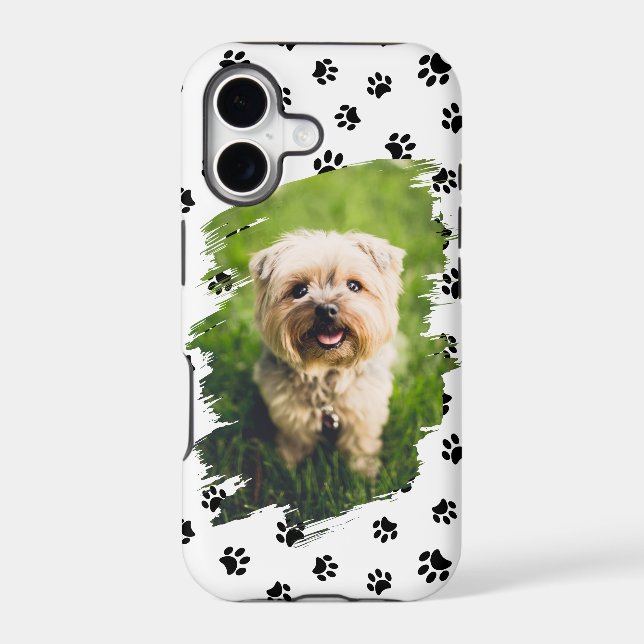 Pet Lovers Personalised Photo Black Paw Prints (Back)