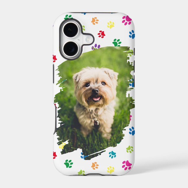 Pet Lovers Personalised Photo Colourful Paw Prints (Back)