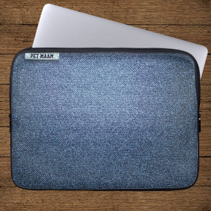 Pet Maam Cat Lover Modern Faux Denim Blue Jeans  Laptop Sleeve