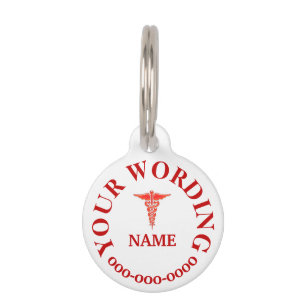 Pet medical condition allergy warning DIY Tag