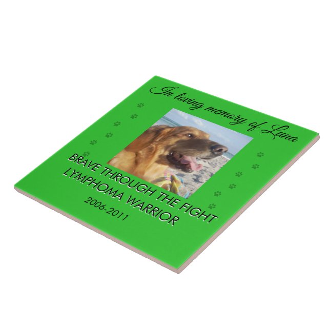 Pet Memorial 1 Photo - Brave Through The Fight  Ceramic Tile (Side)