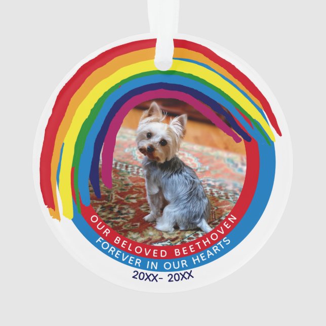 Pet Memorial 2-Sided 2-Photo Rainbow Bridge Ornament (Back)
