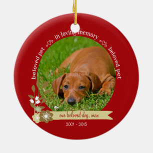 Pet Memorial at Christmas custom photo name Ceramic Tree Decoration