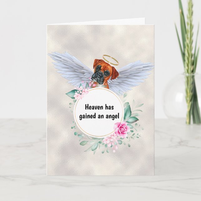 Pet memorial Boxer dog angel wings poem Card (Front)
