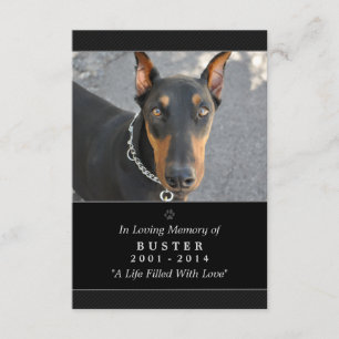 Pet Memorial Card 3.5"x5" Black Modern Photo