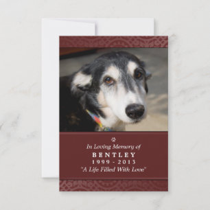 Pet Memorial Card 3.5 x 5 Maroon Don't Grieve Poem