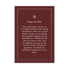 Pet Memorial Card 3.5" x 5" - Maroon - Pet Prayer
