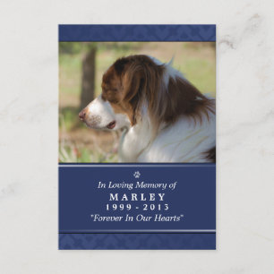 Pet Memorial Card 3.5" x 5" - Navy Blue Photo