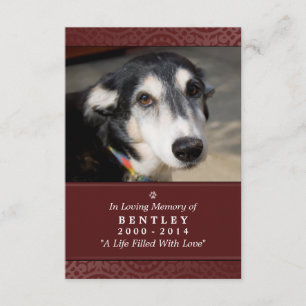 Pet Memorial Card 3.5 x 5" Red - Do Not Weep Poem