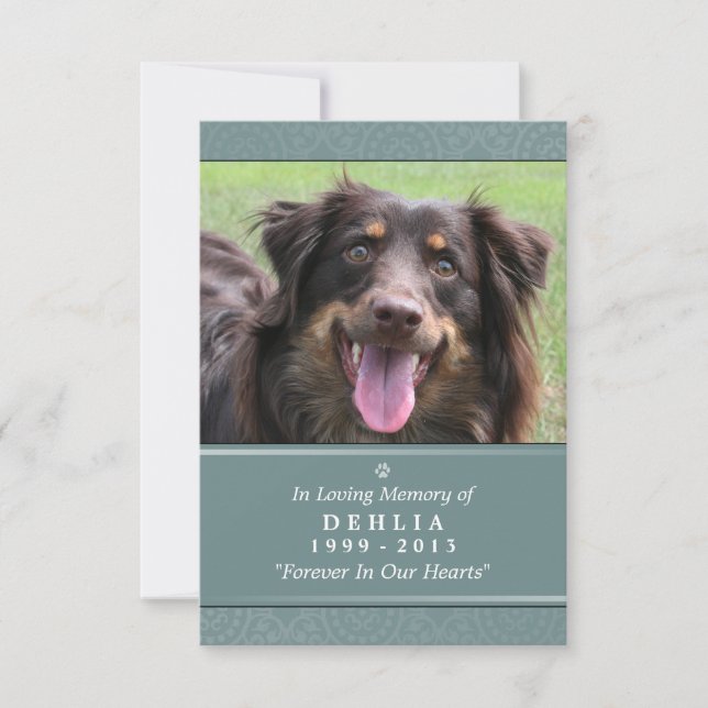 Pet Memorial Card 3.5x5 Teal - Do Not Weep Poem (Front)