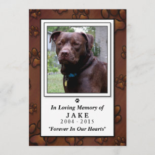 Pet Memorial Card 5 x 7 - Brown Pawprints