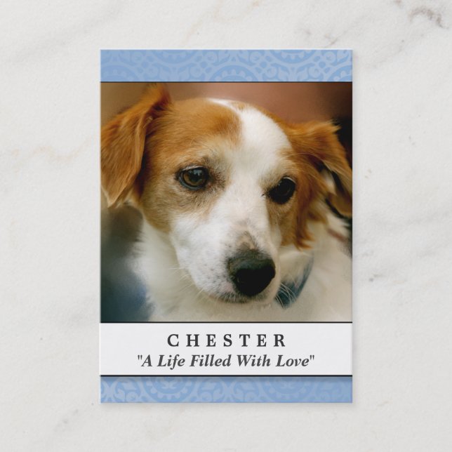 Pet Memorial Card Light Blue Contented Poem (Front)