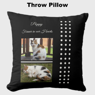 Pet memorial cat black and white add photos cushion