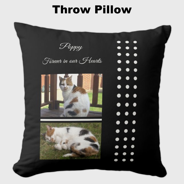 Pet memorial cat black and white add photos cushion (Creator Uploaded)