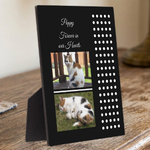 Pet memorial cat black and white add photos plaque