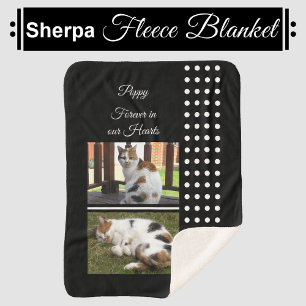 Pet memorial cat black and white add photos sherpa blanket
