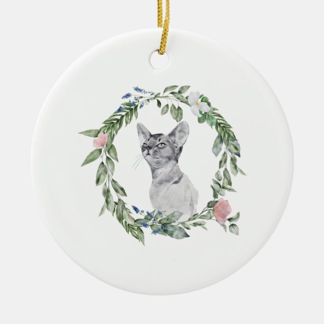 Pet Memorial Cat Dog Photo and Personalised Ceramic Ornament (Front)