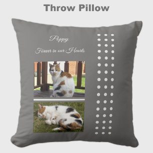 Pet memorial cat grey and white add photos cushion