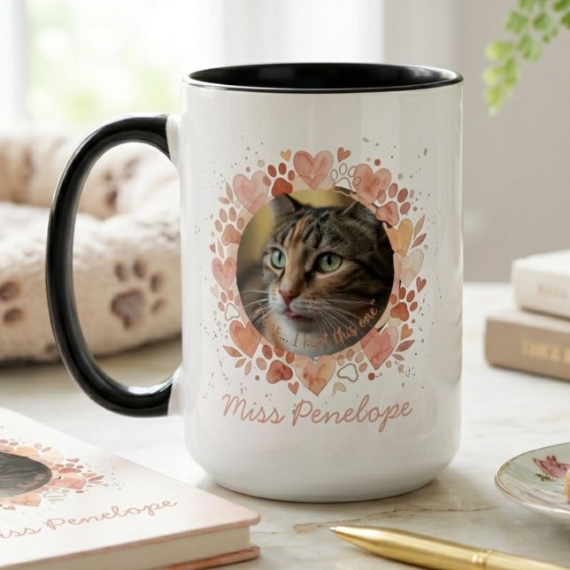 Pet Memorial Cat Loss Sympathy Floral Keepsake Mug (Cat photo mug)