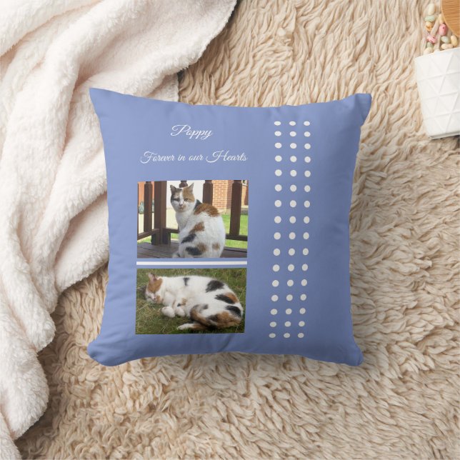 Pet memorial cat purple and white add photos cushion (Blanket)
