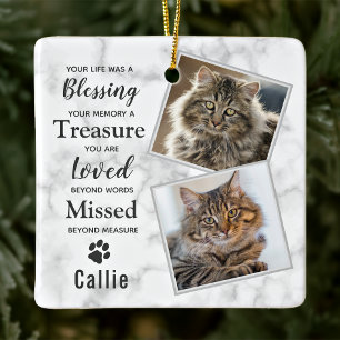 Pet Memorial Cat Remembrance Keepsake Photo Ceramic Ornament