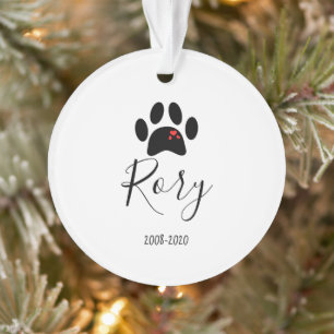 pet memorial christmas tree cat dog paw photo ornament