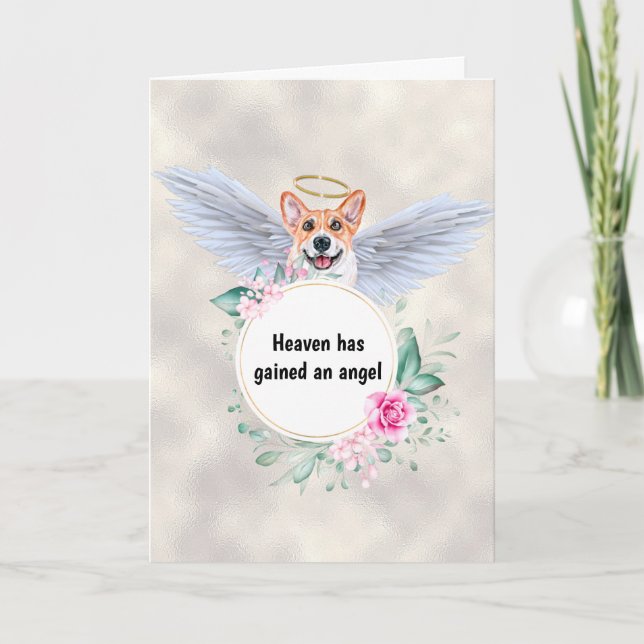 Pet memorial Corgi dog angel wings poem Card (Front)