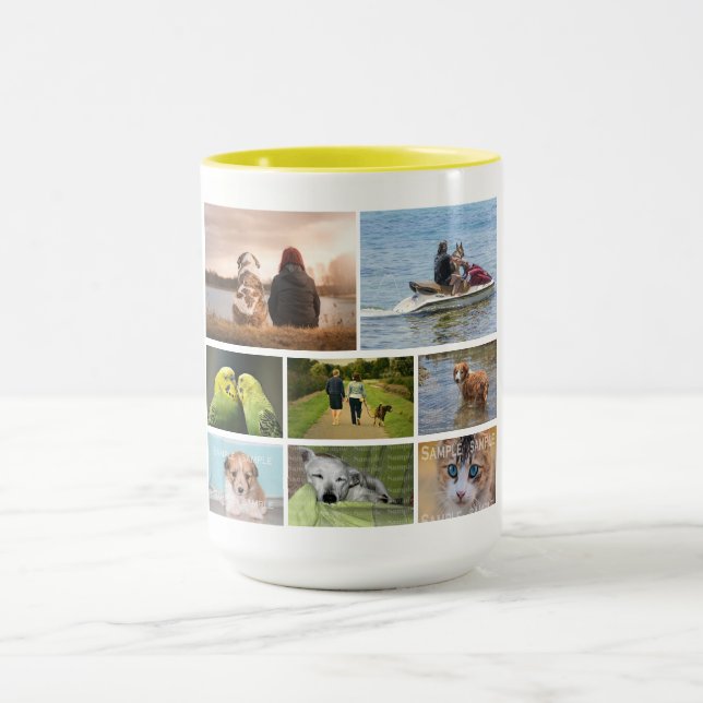 Pet memorial custom 8 photo collage keepsake mug (Center)