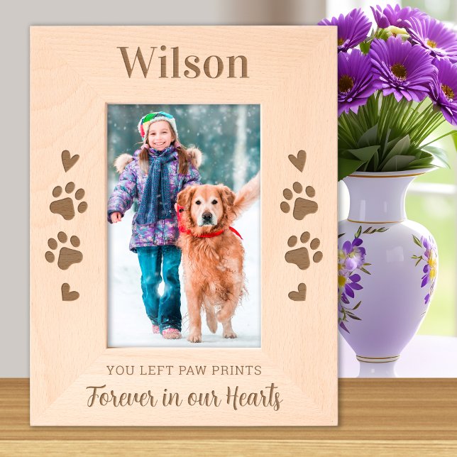 Pet Memorial Custom Paw Prints Wooden Picture Etched Frames (Creator Uploaded)