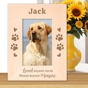 Pet Memorial Dog Cat Paw Prints Custom Wood Photo Etched Frames