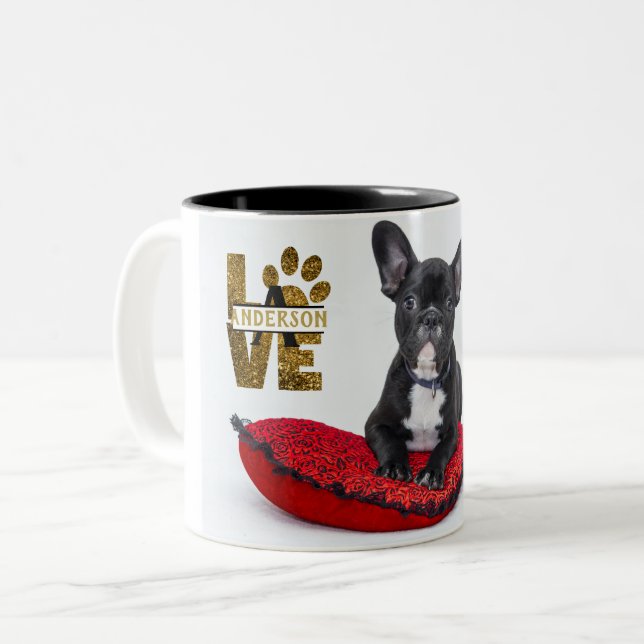 PET Memorial (Dog Cat) PHOTO Collage Gift Custom Two-Tone Coffee Mug (Front Left)