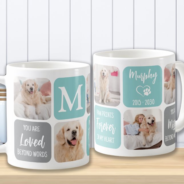 Pet Memorial Dog Loss Modern Pastel Photo Collage Coffee Mug (Creator Uploaded)