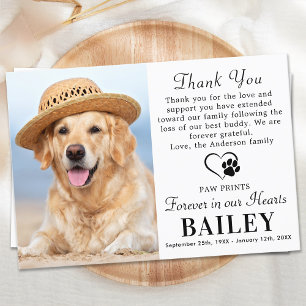 Pet Memorial Dog Loss Modern Photo Sympathy Thank You Card