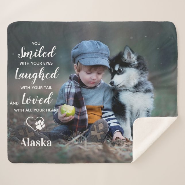 Pet Memorial Dog Loss Poem Custom Photo Sherpa Blanket (Front (Horizontal))